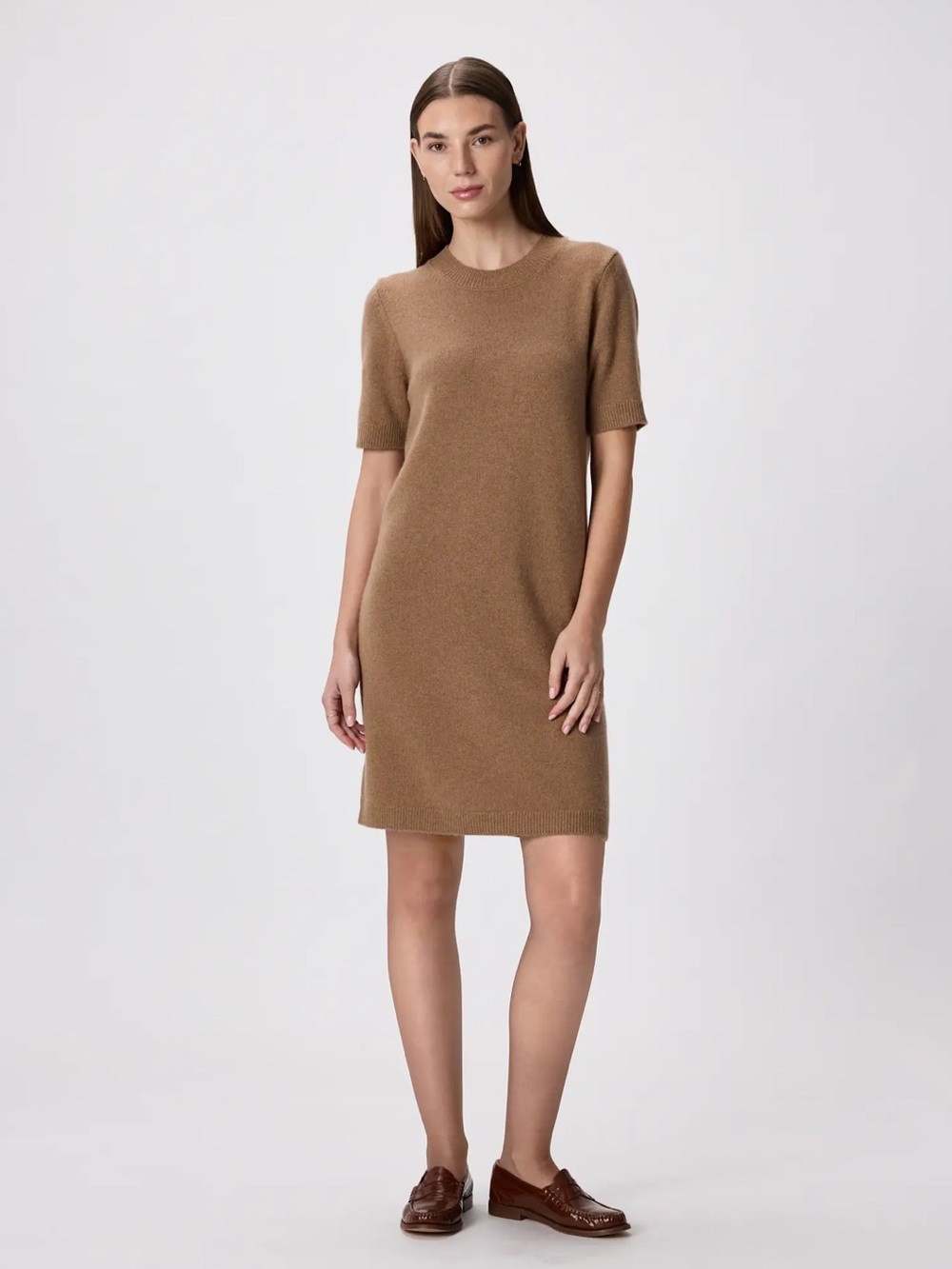 Quince Mongolian Cashmere Short Sleeve Mini Dress